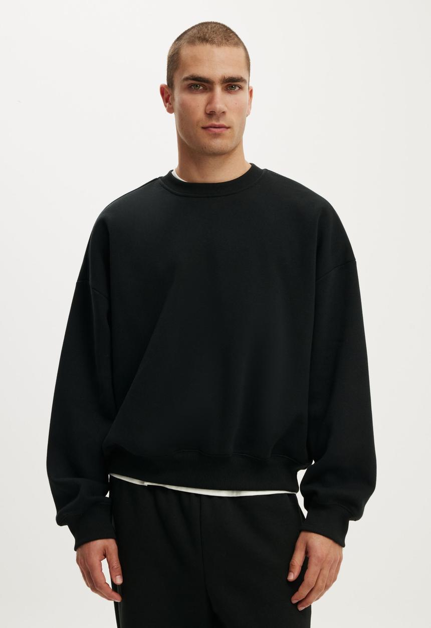 Cotton On - Relaxed Crew Sweater - Black