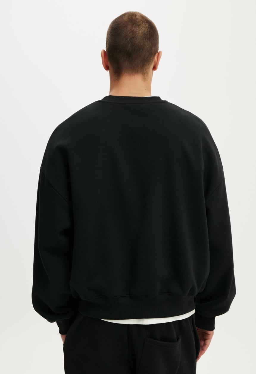 Cotton On - Relaxed Crew Sweater - Black