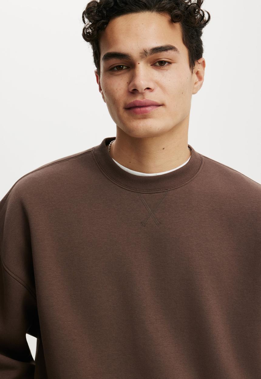 Cotton On - Relaxed Crew Sweater - Espresso