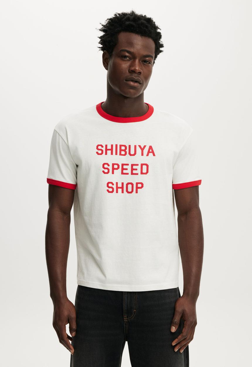 Cotton On - Fitted Graphic T-shirt - Vintage White/Shibuya