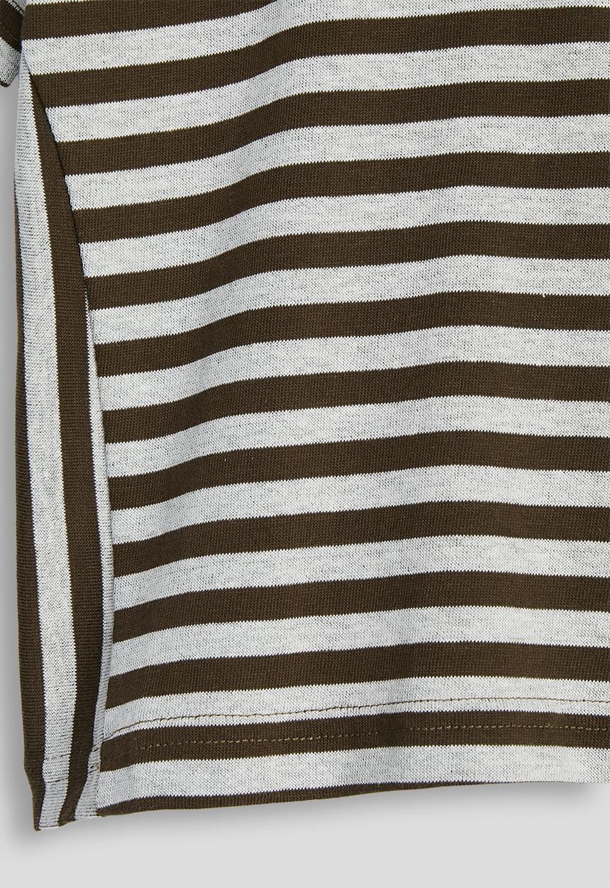 Pop Candy - Vertically striped gold shirt - coffee