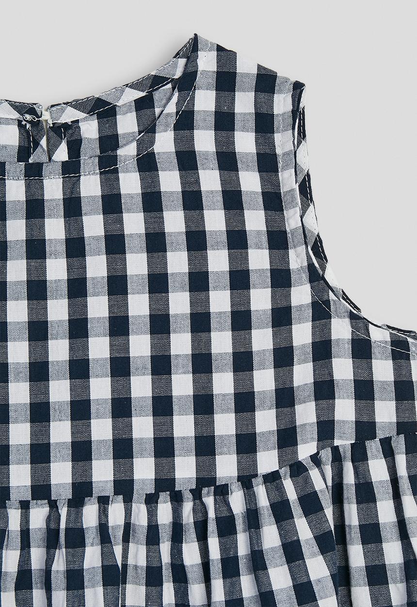 Pop Candy - Check fit & flare skater dress - navy