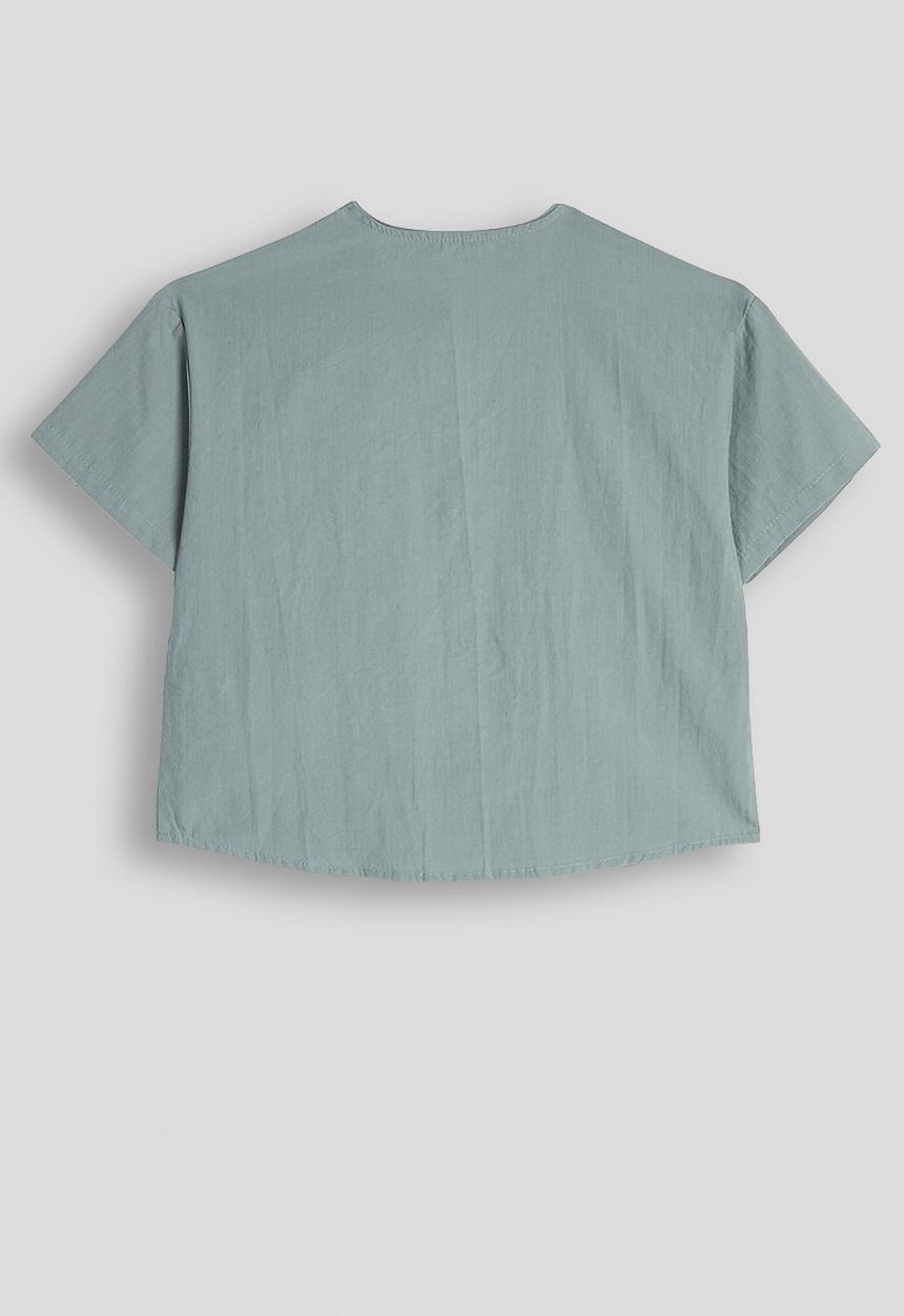 Pop Candy - Collarless shirt with chest pockets - grey