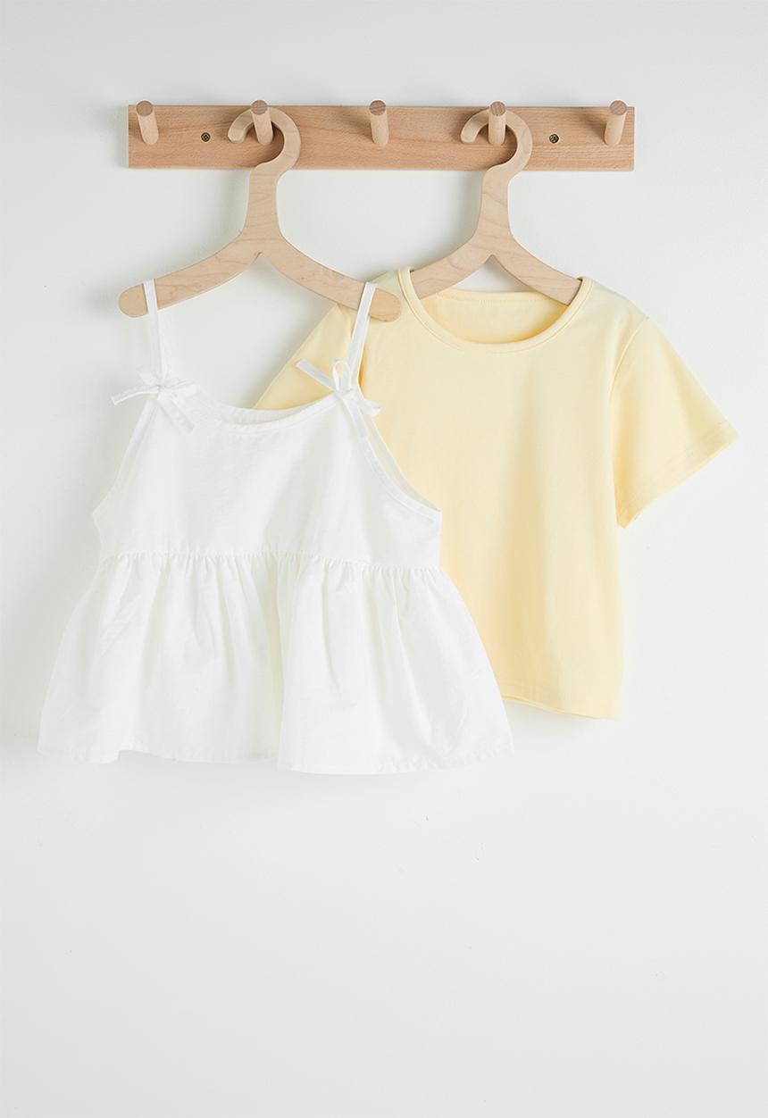 Pop Candy - Tee & cami set - light yellow/white
