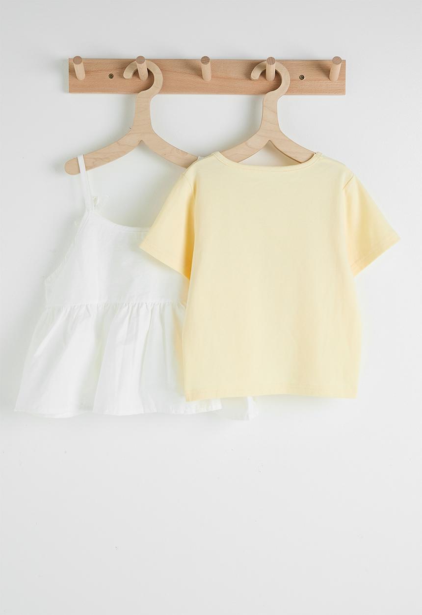 Pop Candy - Tee & cami set - light yellow/white