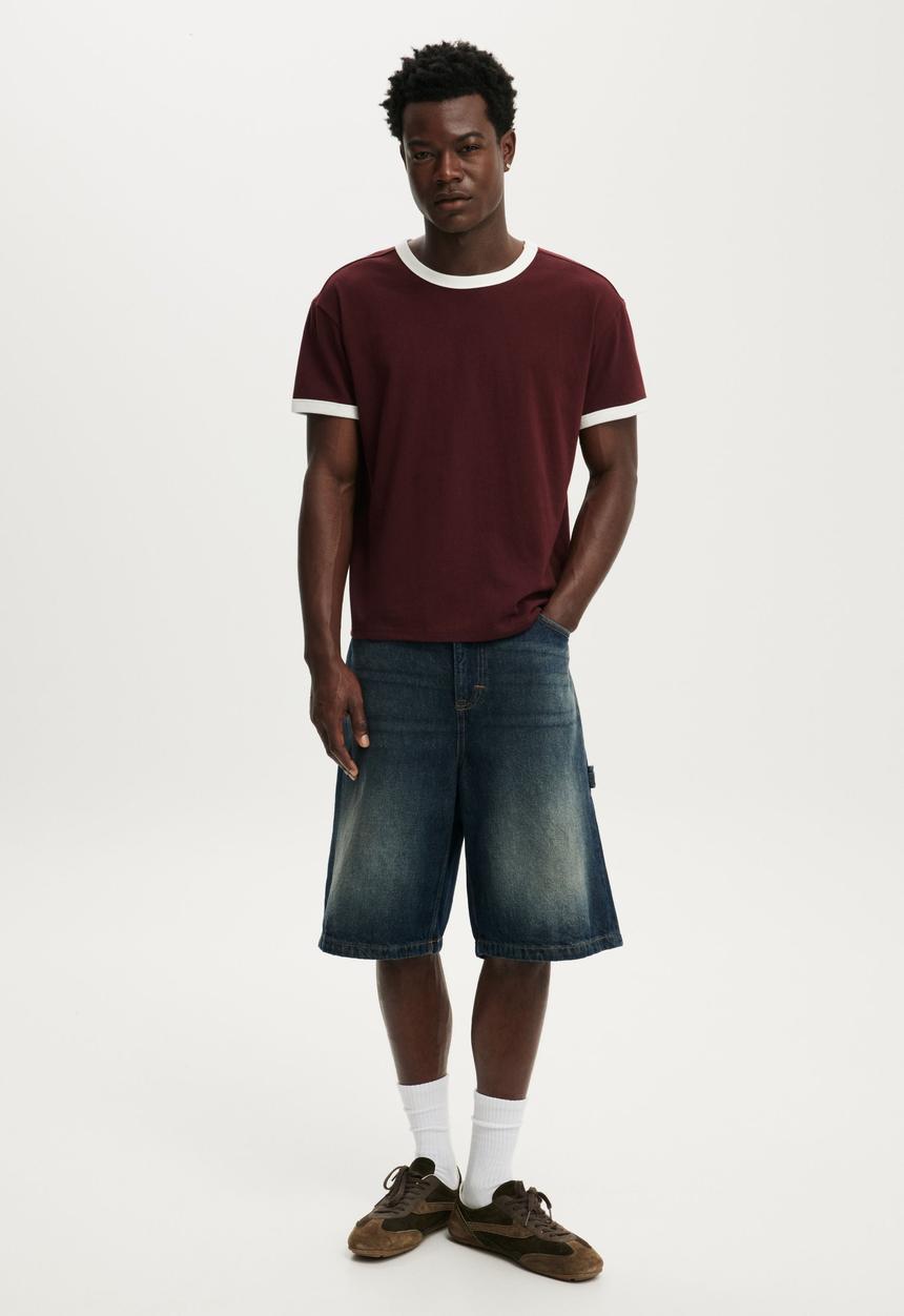Cotton On - Super Baggy Jort - Carpenter Worn Blue