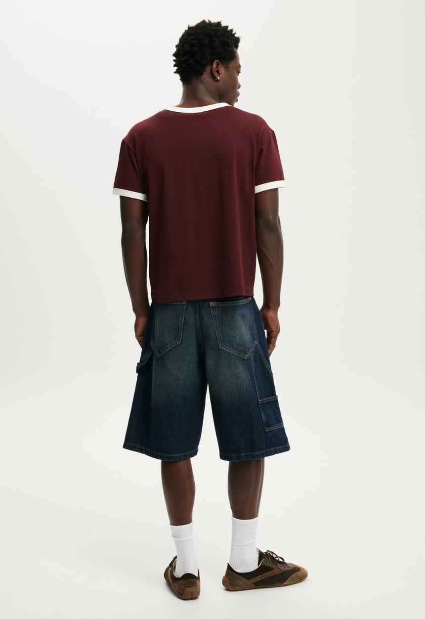 Cotton On - Super Baggy Jort - Carpenter Worn Blue