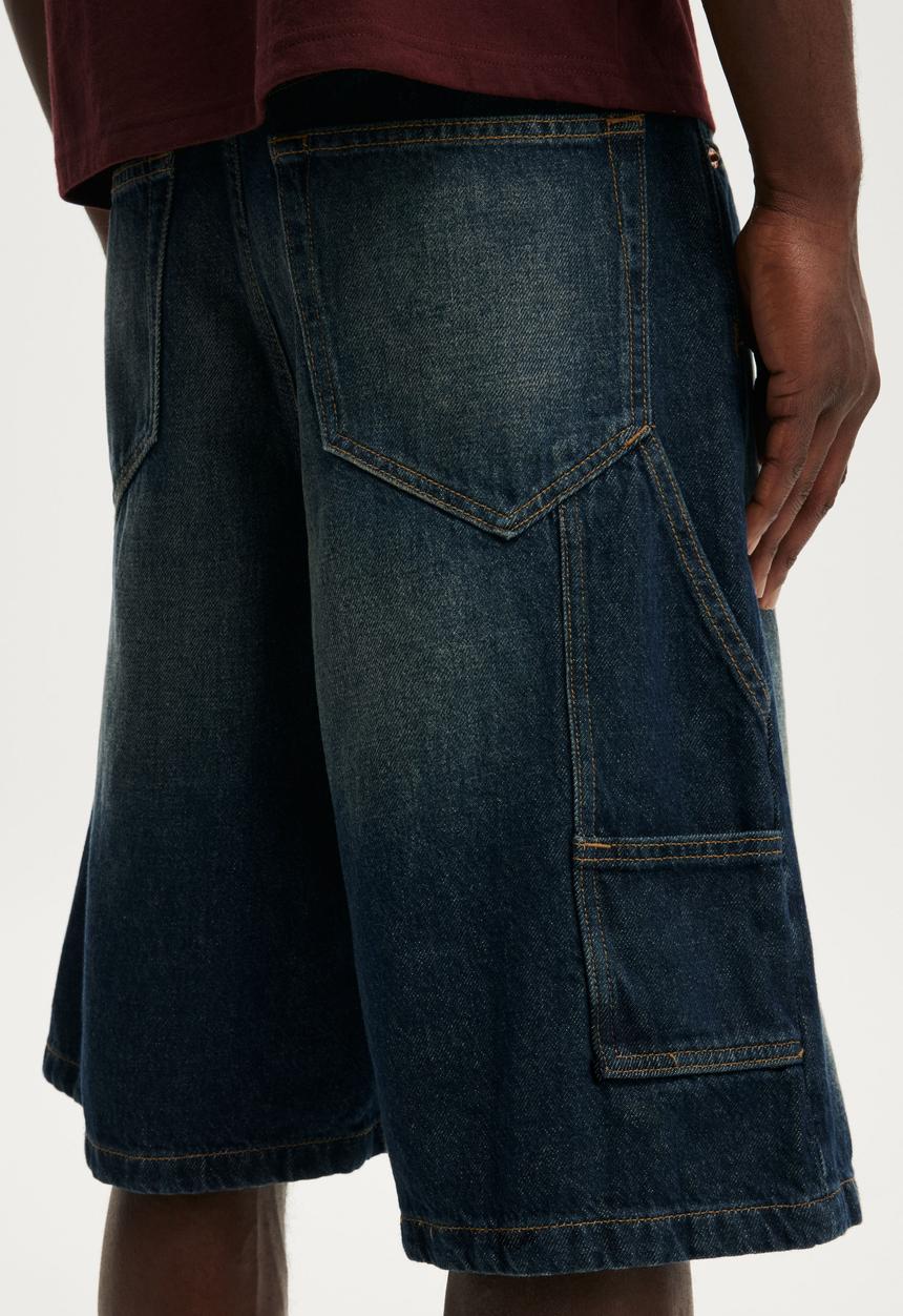 Cotton On - Super Baggy Jort - Carpenter Worn Blue