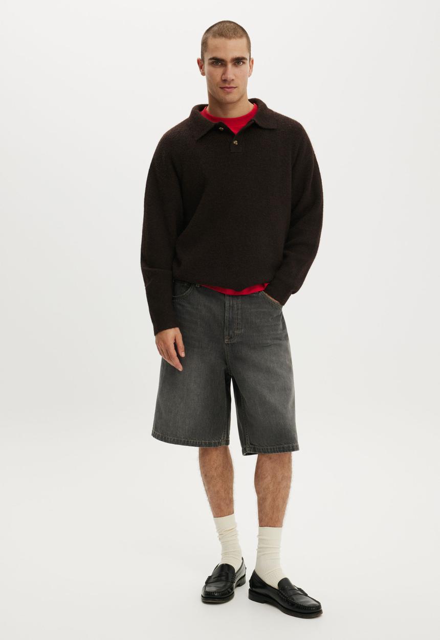 Cotton On - Super Baggy Jort - Carpenter Smokey Washed Grey