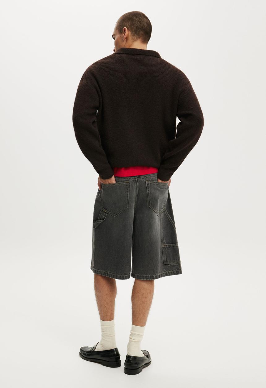 Cotton On - Super Baggy Jort - Carpenter Smokey Washed Grey