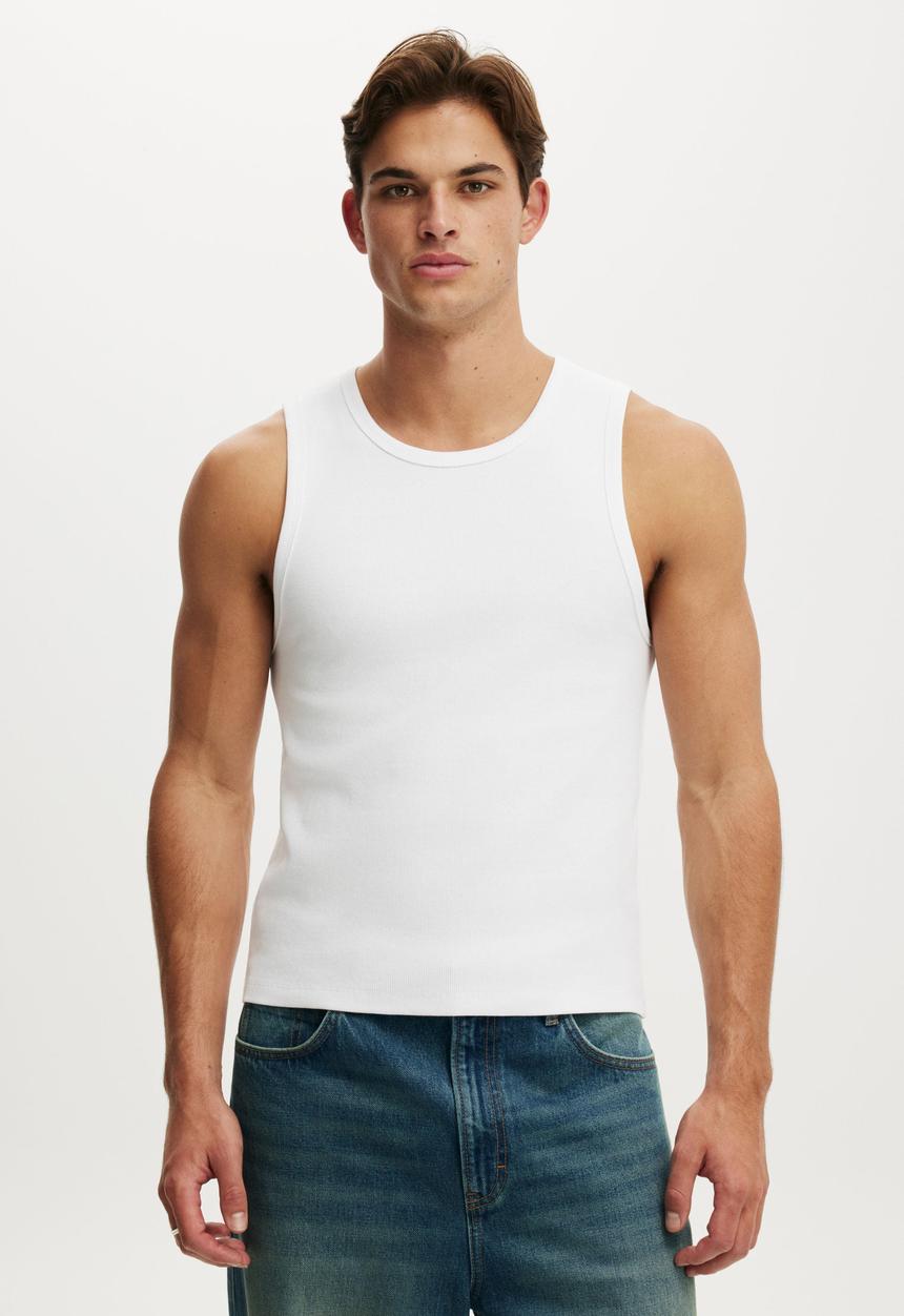 Cotton On - Rib Tank - White
