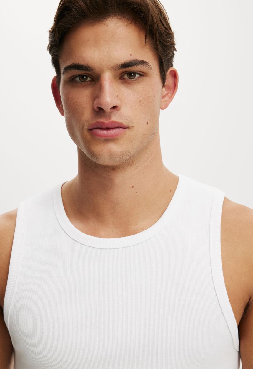Cotton On - Rib Tank - White