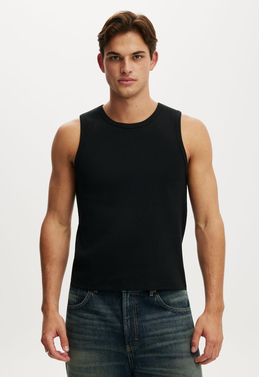 Cotton On - Rib Tank - Black
