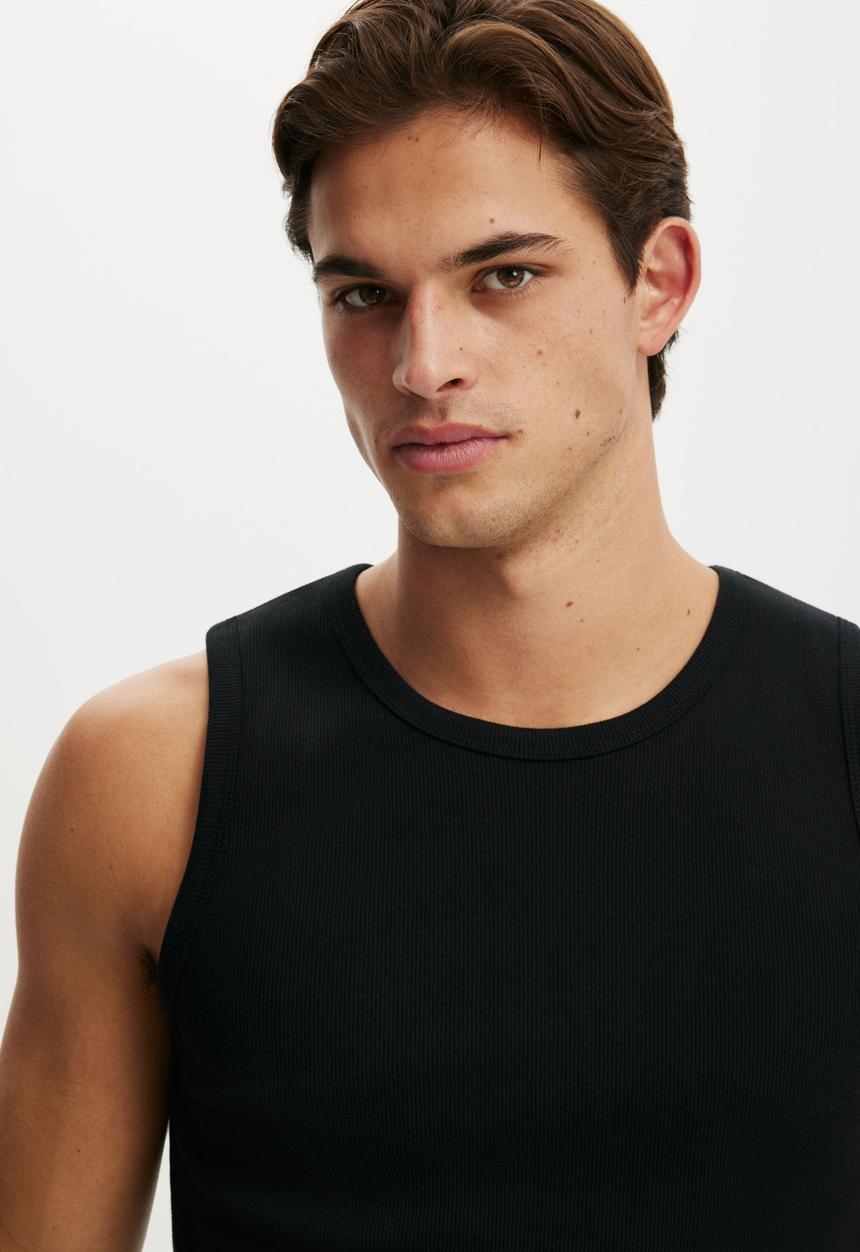 Cotton On - Rib Tank - Black