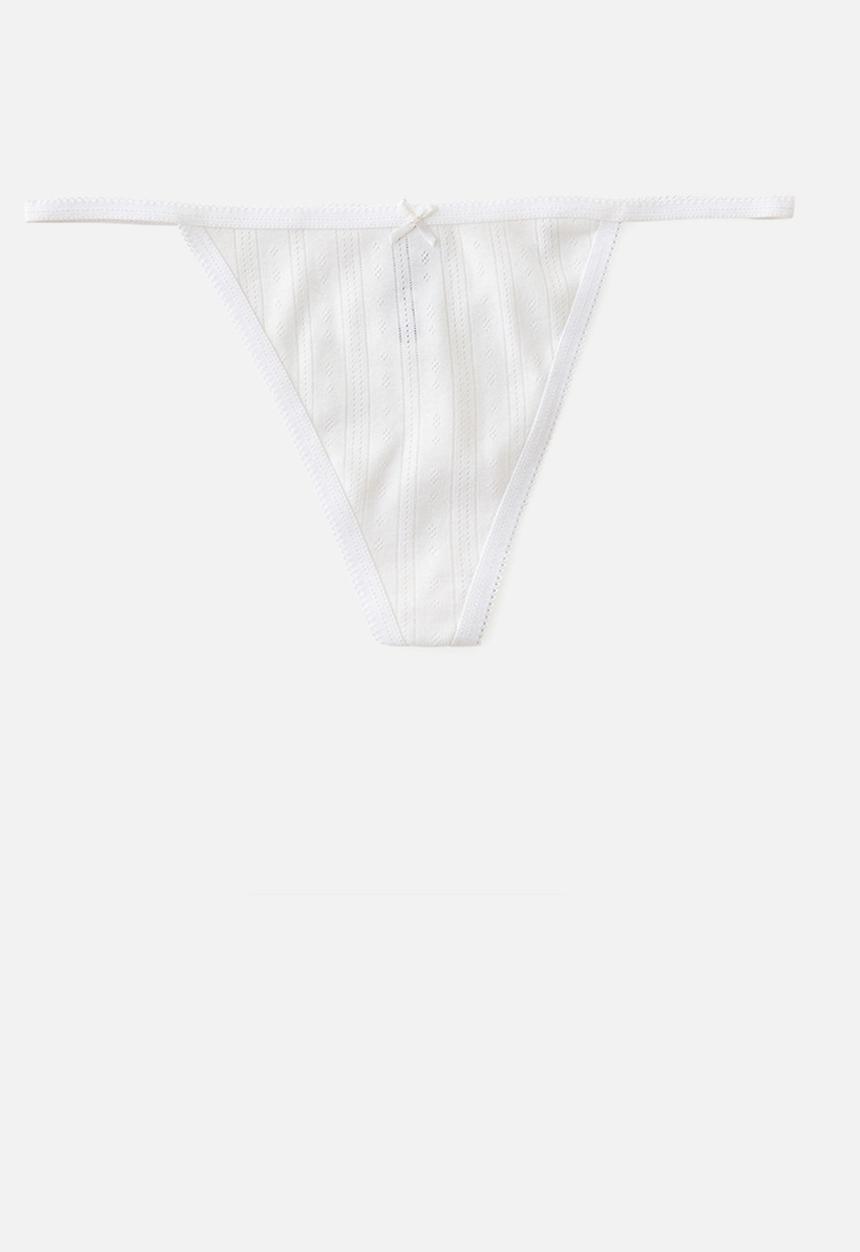 Cotton On - Cotton pointelle g string brief 3 pack - black/white/butterscotch