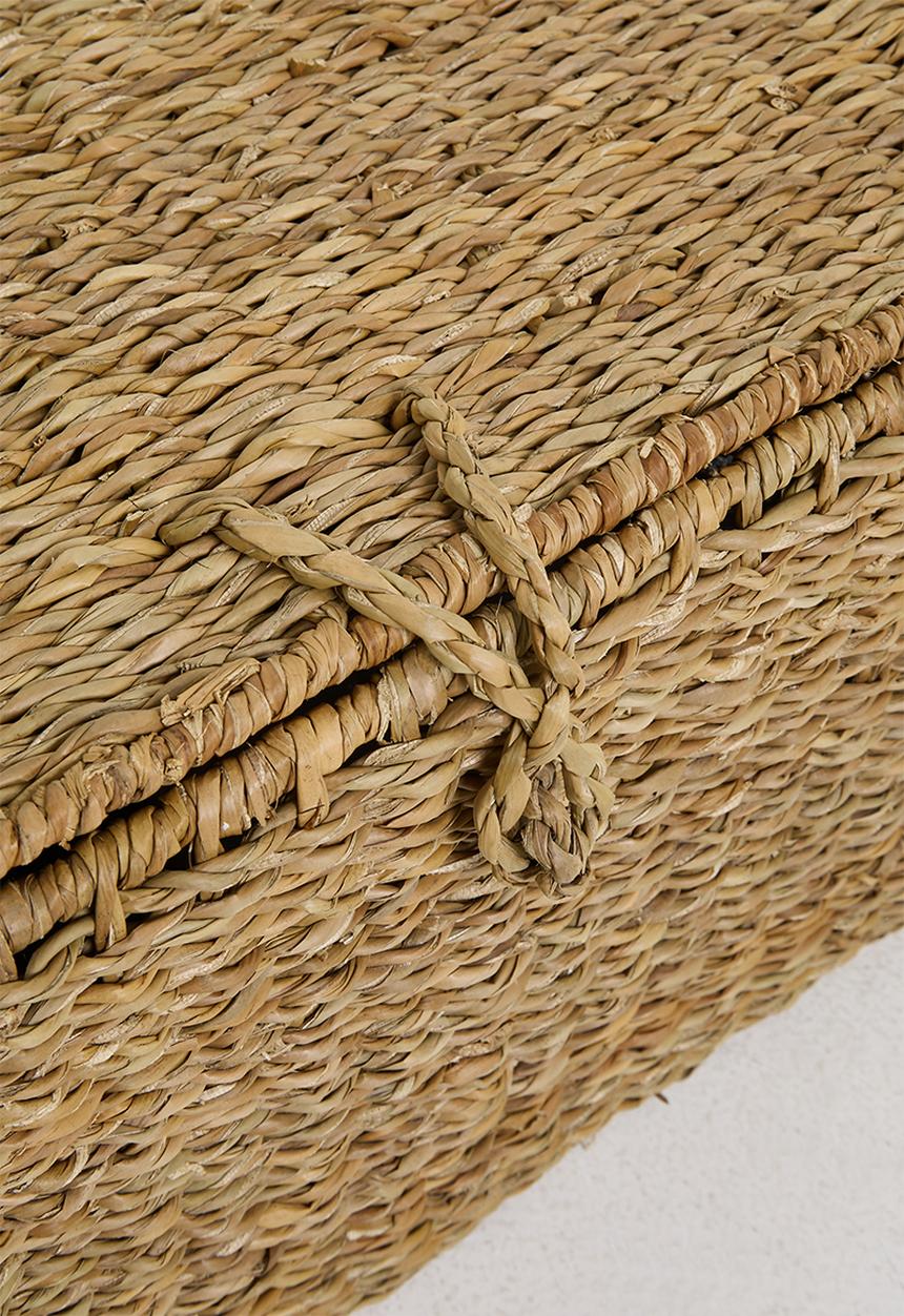 Storage Solutions - 3Pc Handwoven Seagrass Basket Set W Iron Frame