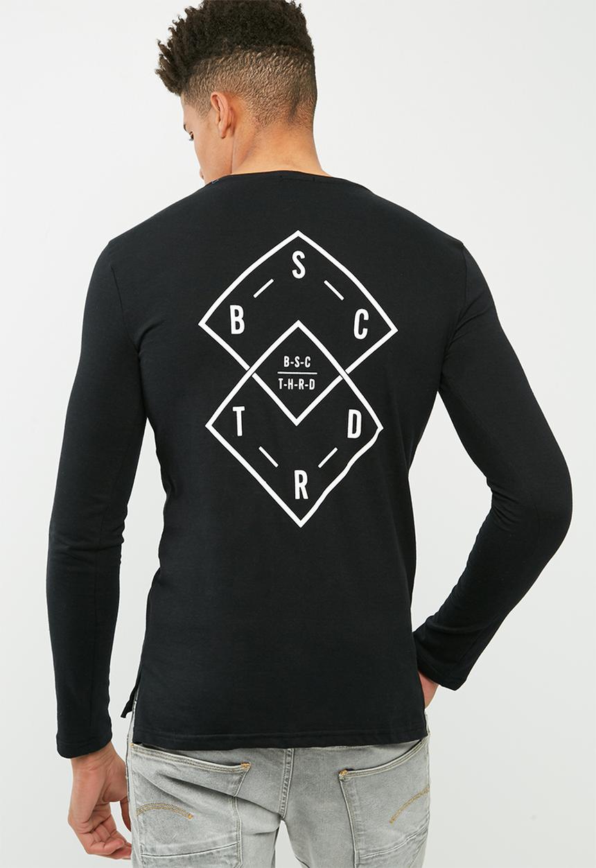 basicthread - Long graphic tail crew neck tee