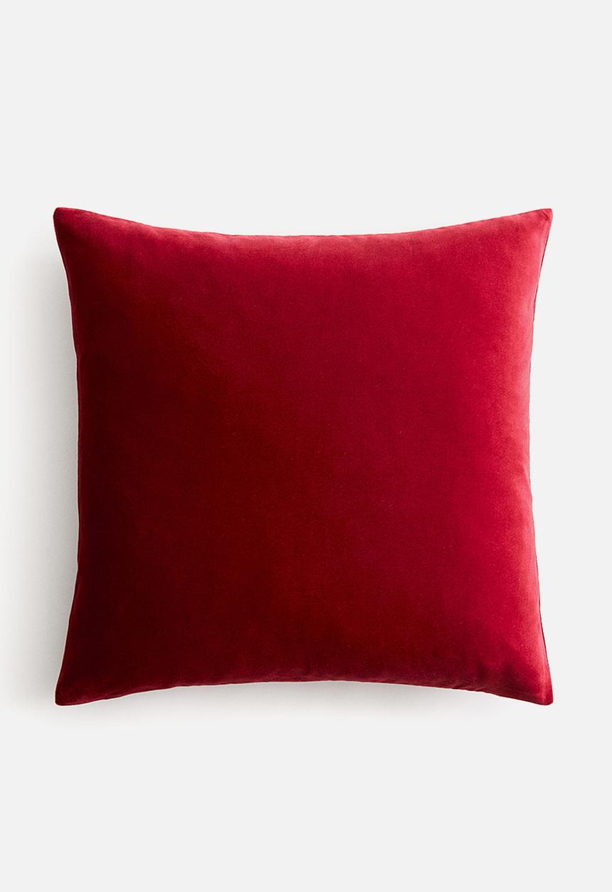 H&M - Cotton velvet cushion cover - dark red