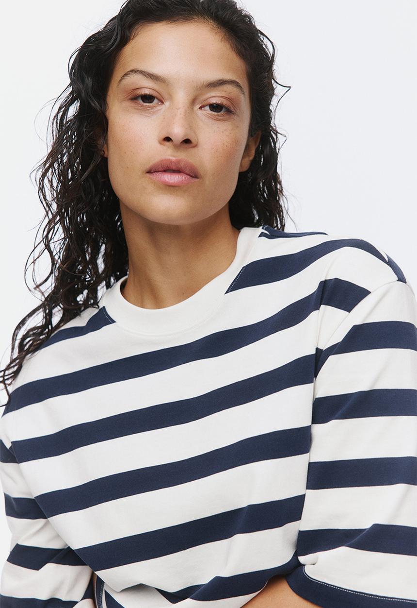 H&M - Oversized T-shirt - navy blue/striped