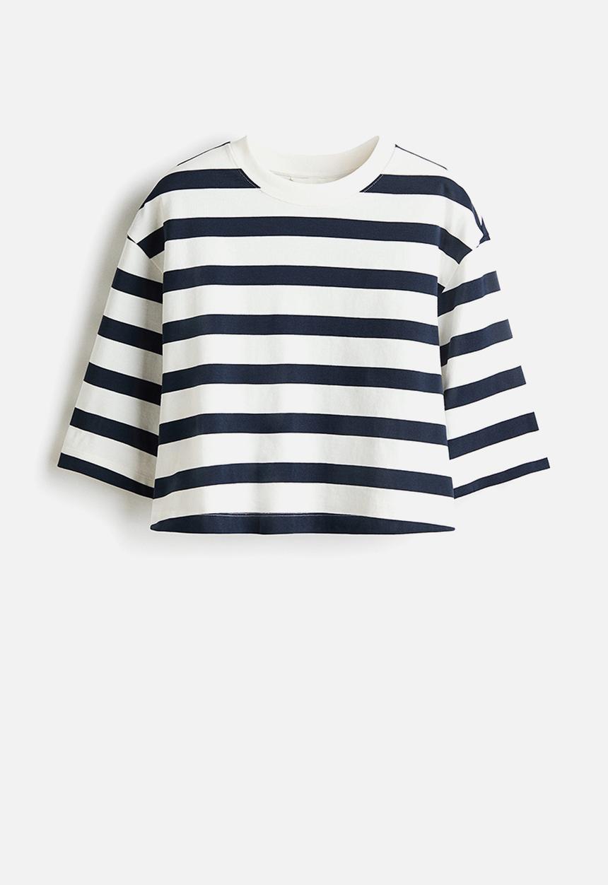 H&M - Oversized T-shirt - navy blue/striped