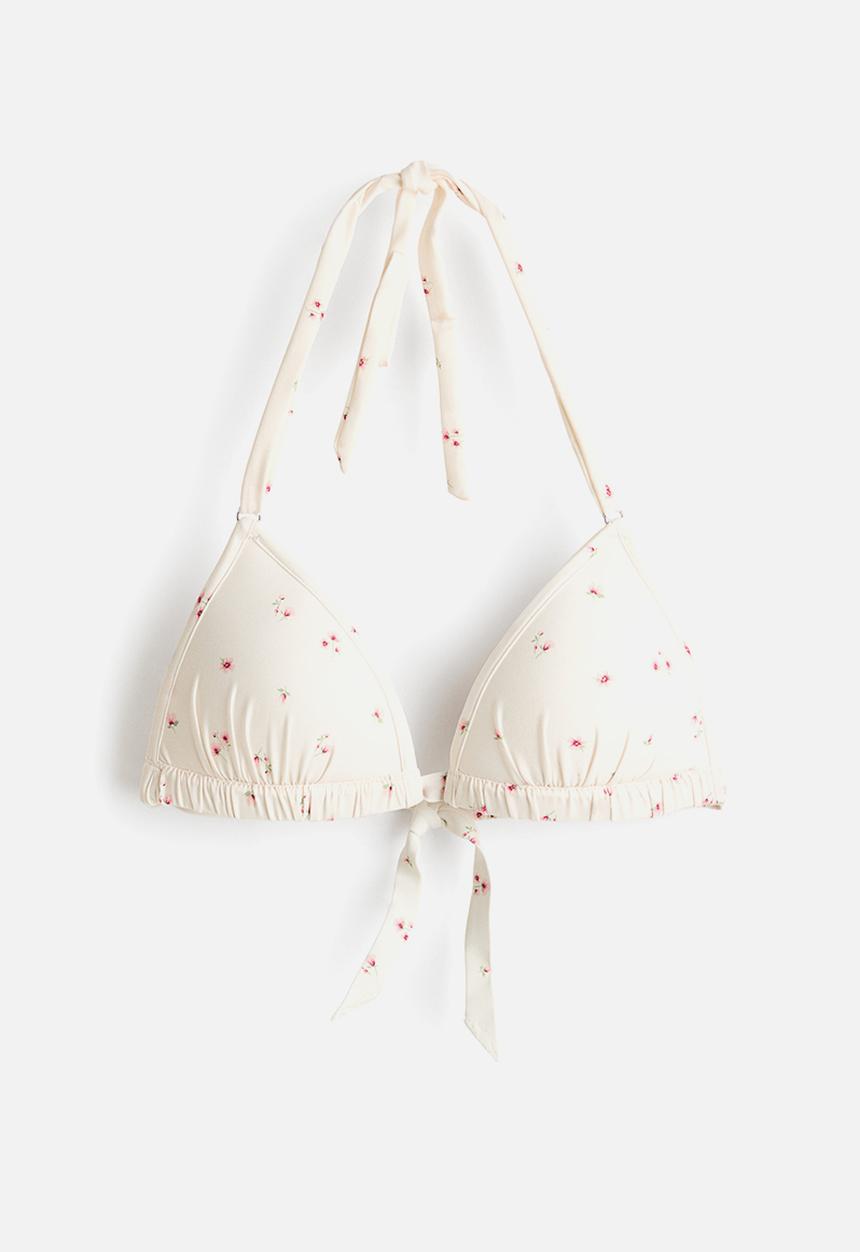 H&M - Push-up triangle bikini top - white/floral