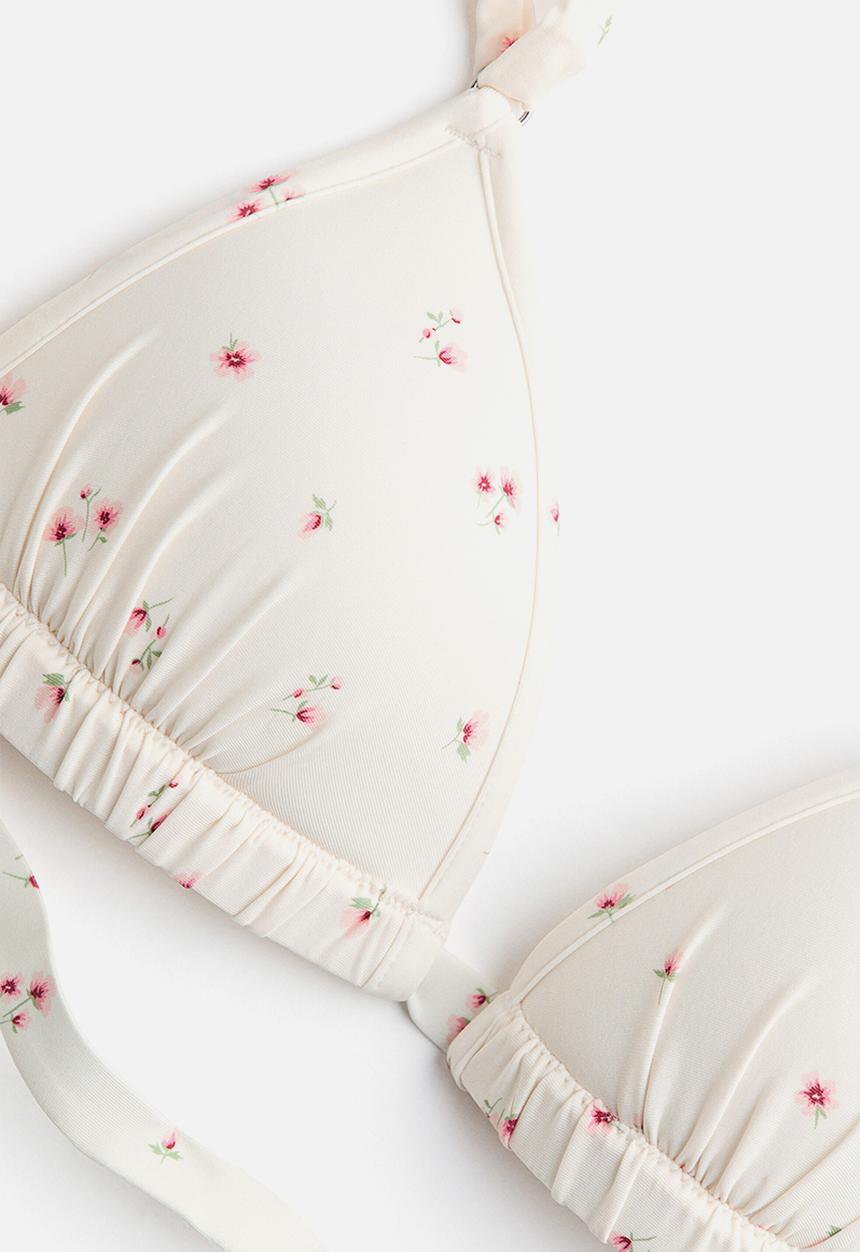 H&M - Push-up triangle bikini top - white/floral