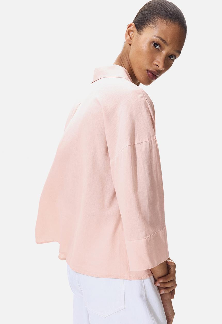 H&M - Linen-blend shirt - light pink