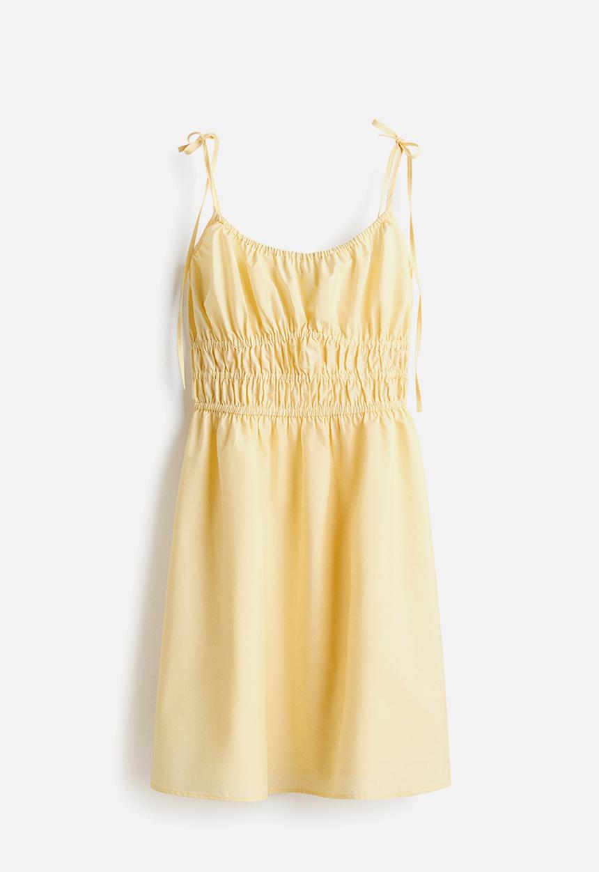 H&M - Tie-strap cotton dress - light yellow