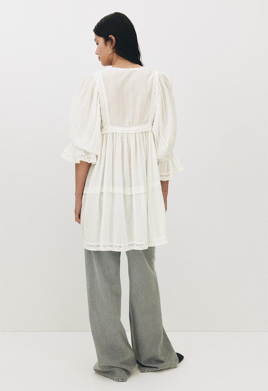 H&M - Lace-trimmed cotton dress - white