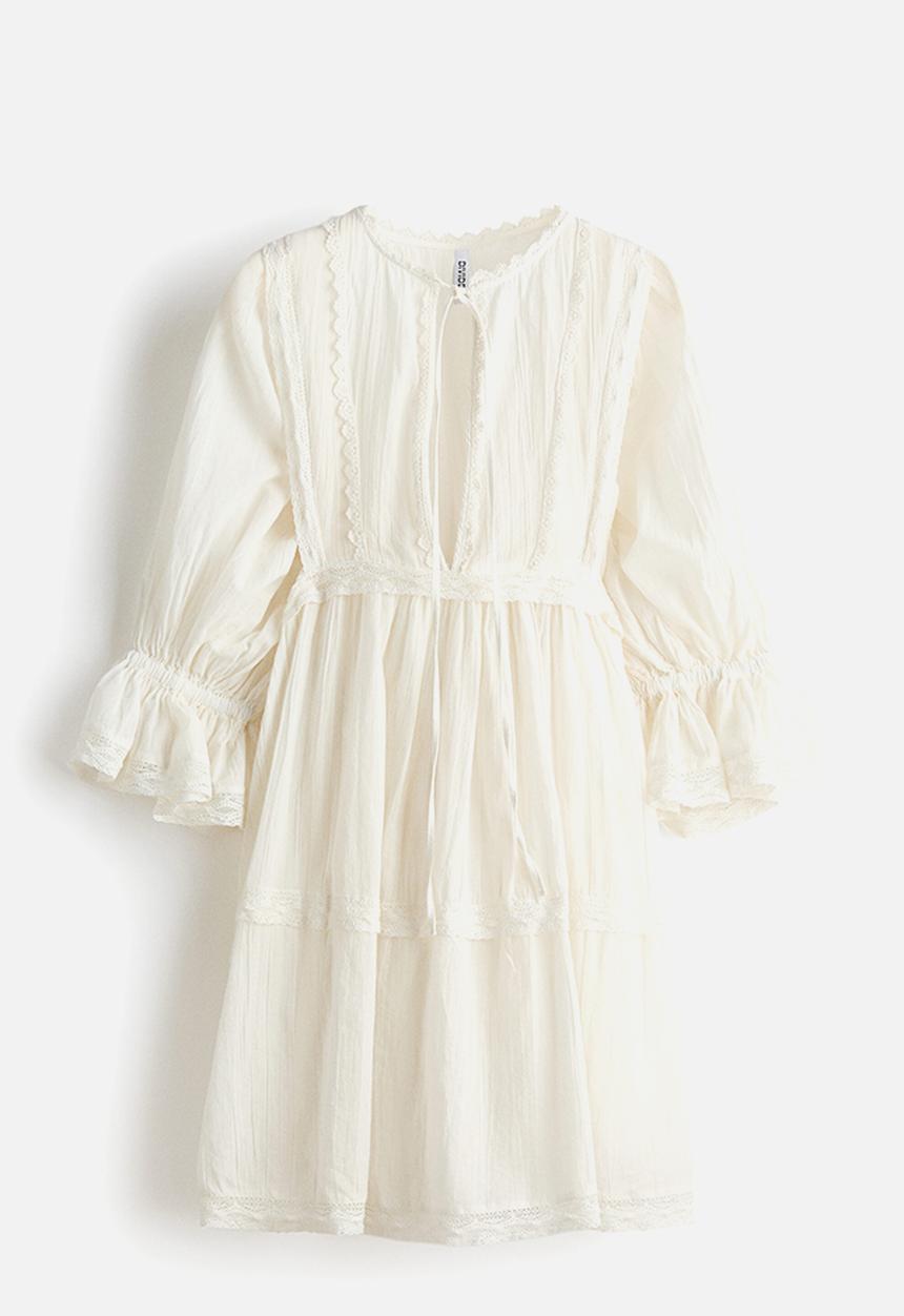H&M - Lace-trimmed cotton dress - white