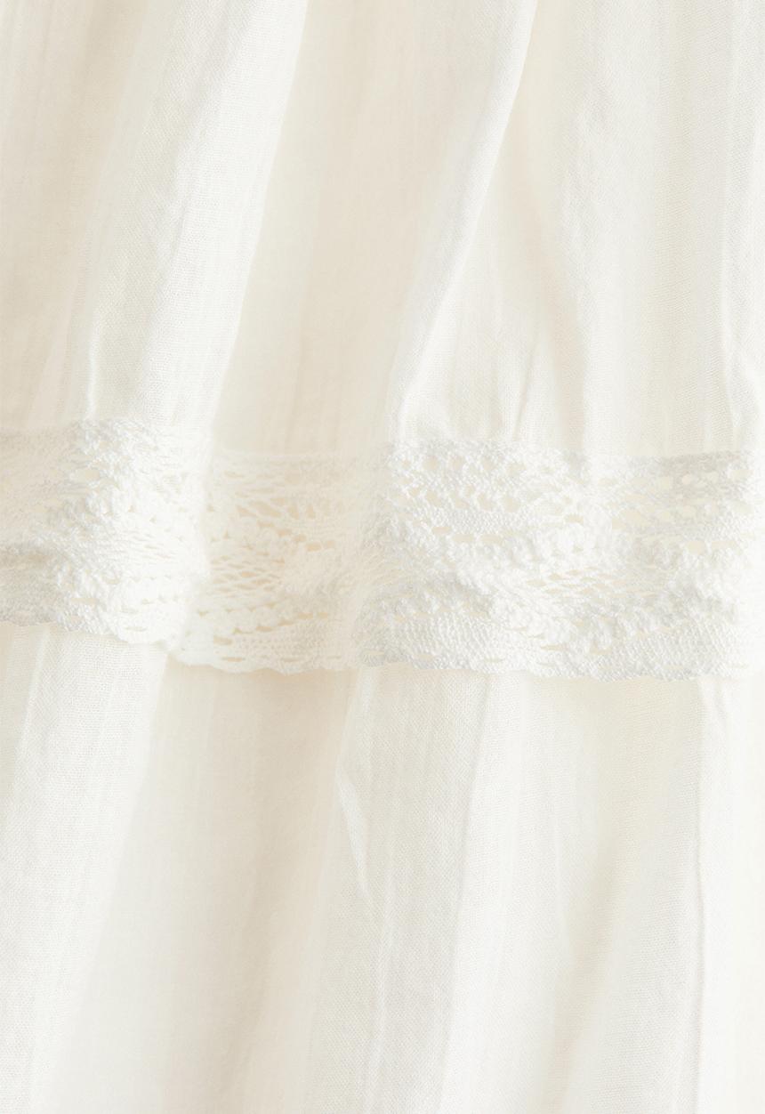 H&M - Lace-trimmed cotton dress - white