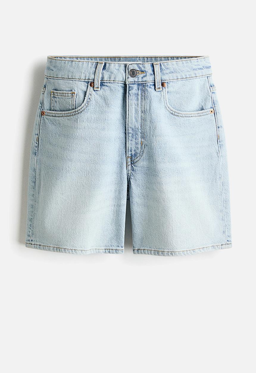 H&M - High-waisted denim shorts - light denim blue