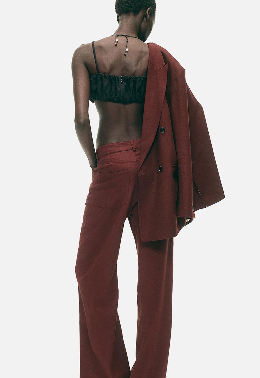 H&M - Linen-blend trousers - dark brown