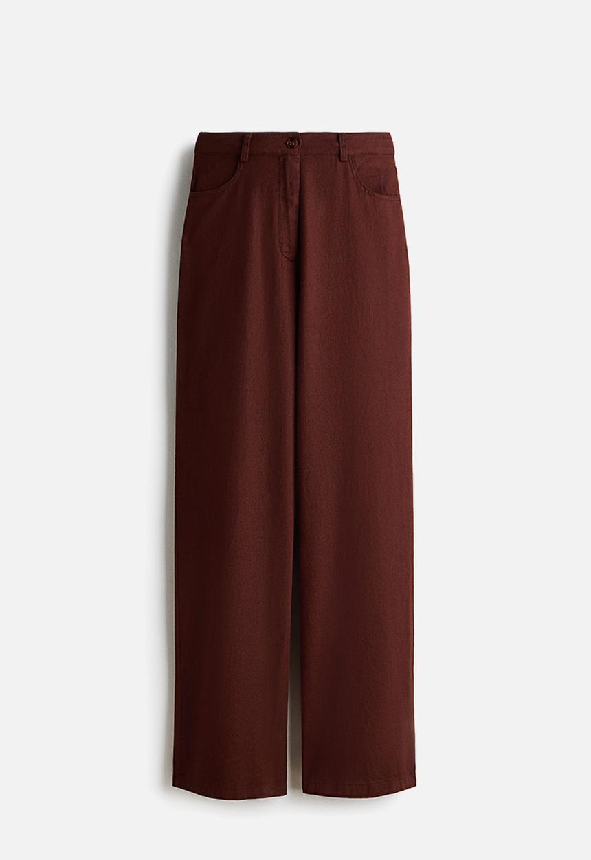 H&M - Linen-blend trousers - dark brown
