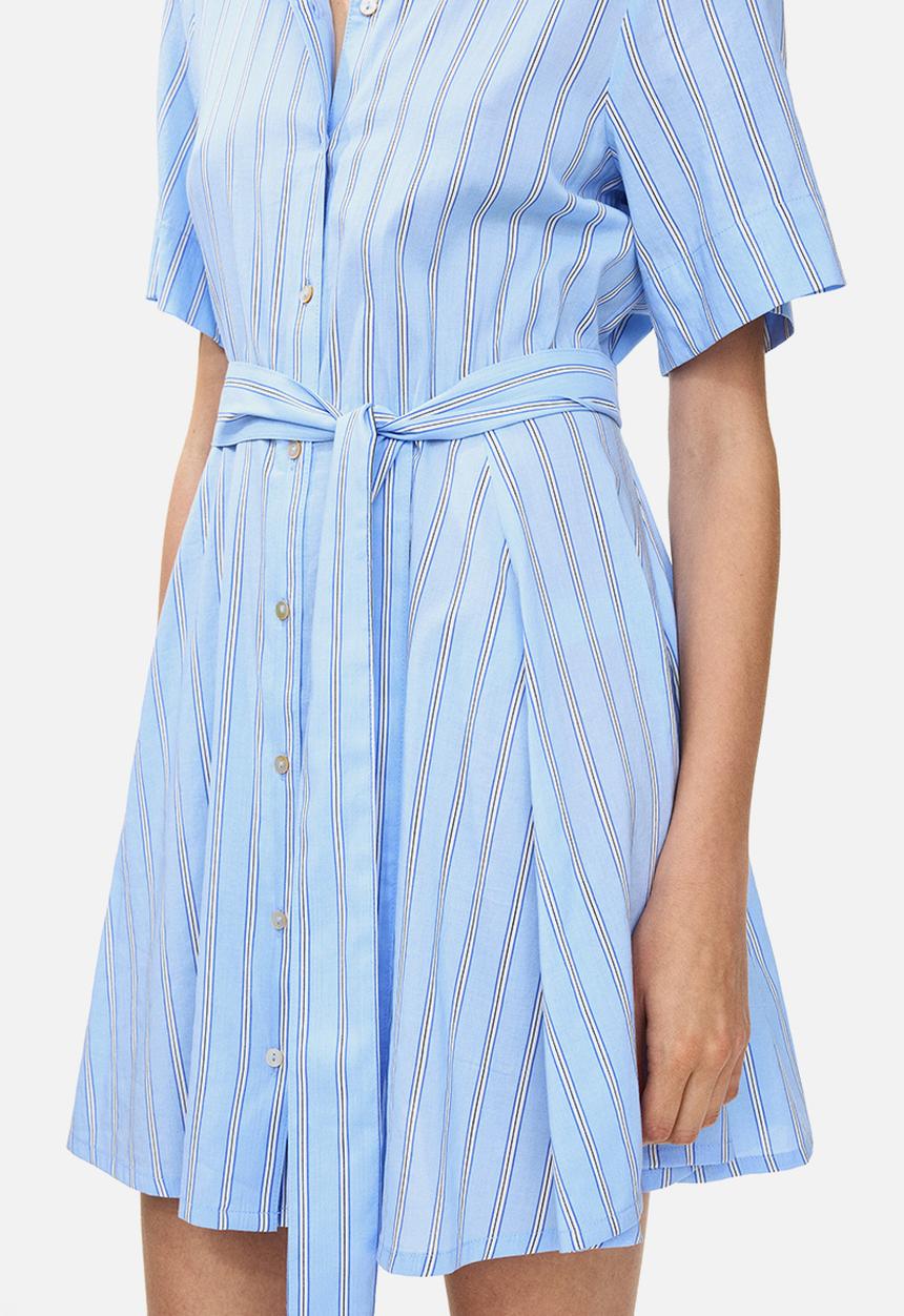 H&M - Tie-belt shirt dress - light blue/striped