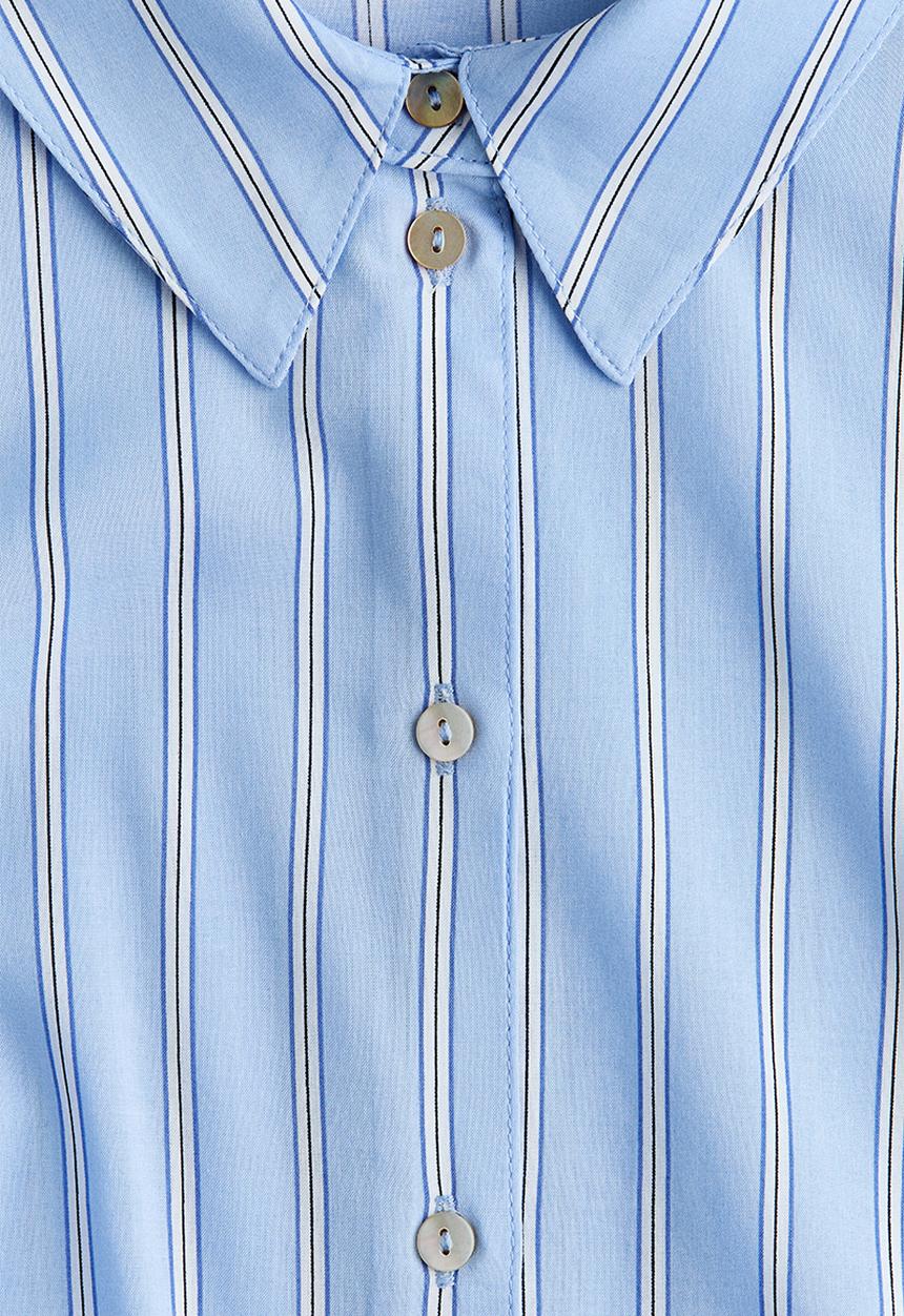 H&M - Tie-belt shirt dress - light blue/striped
