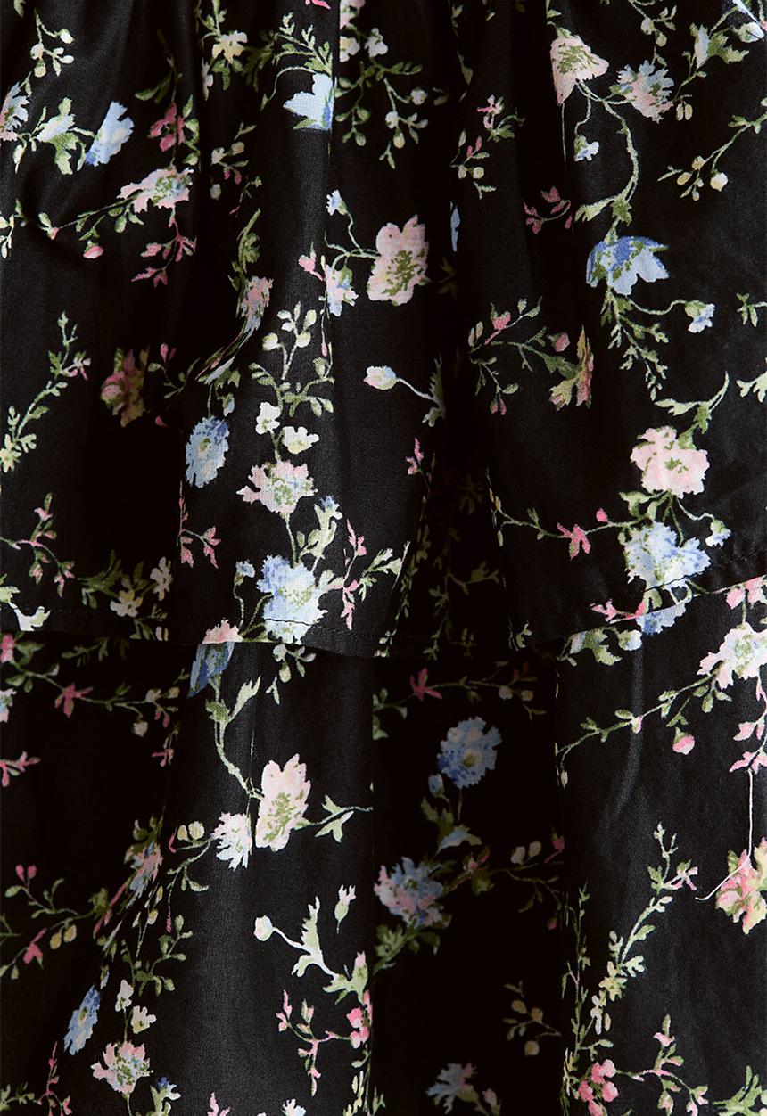 H&M - Smocked-waist dress - black/floral