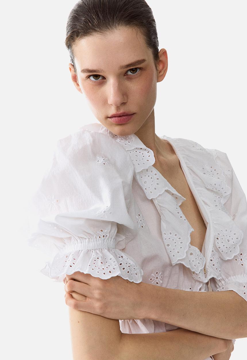 H&M - Broderie anglaise cotton blouse - white