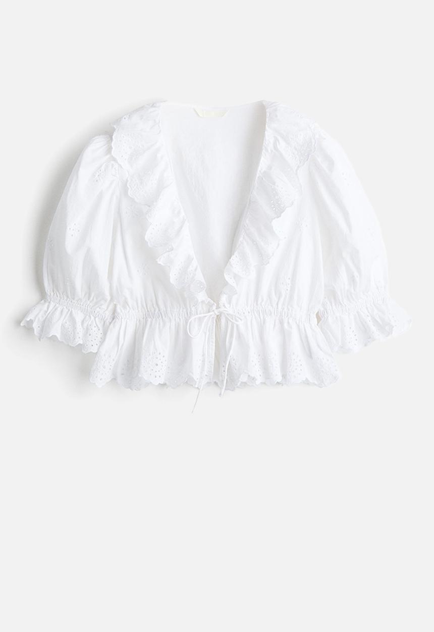 H&M - Broderie anglaise cotton blouse - white