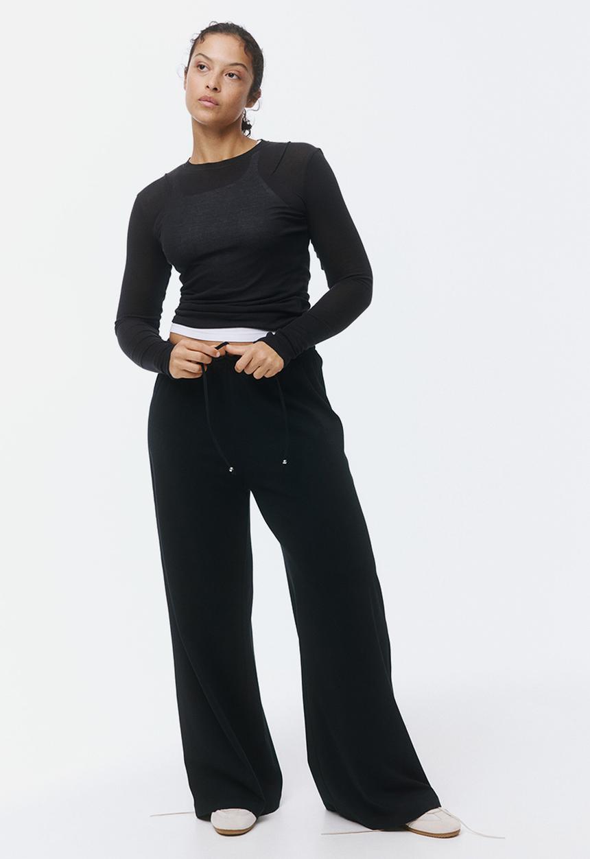 H&M - Cotton drawstring trousers - black