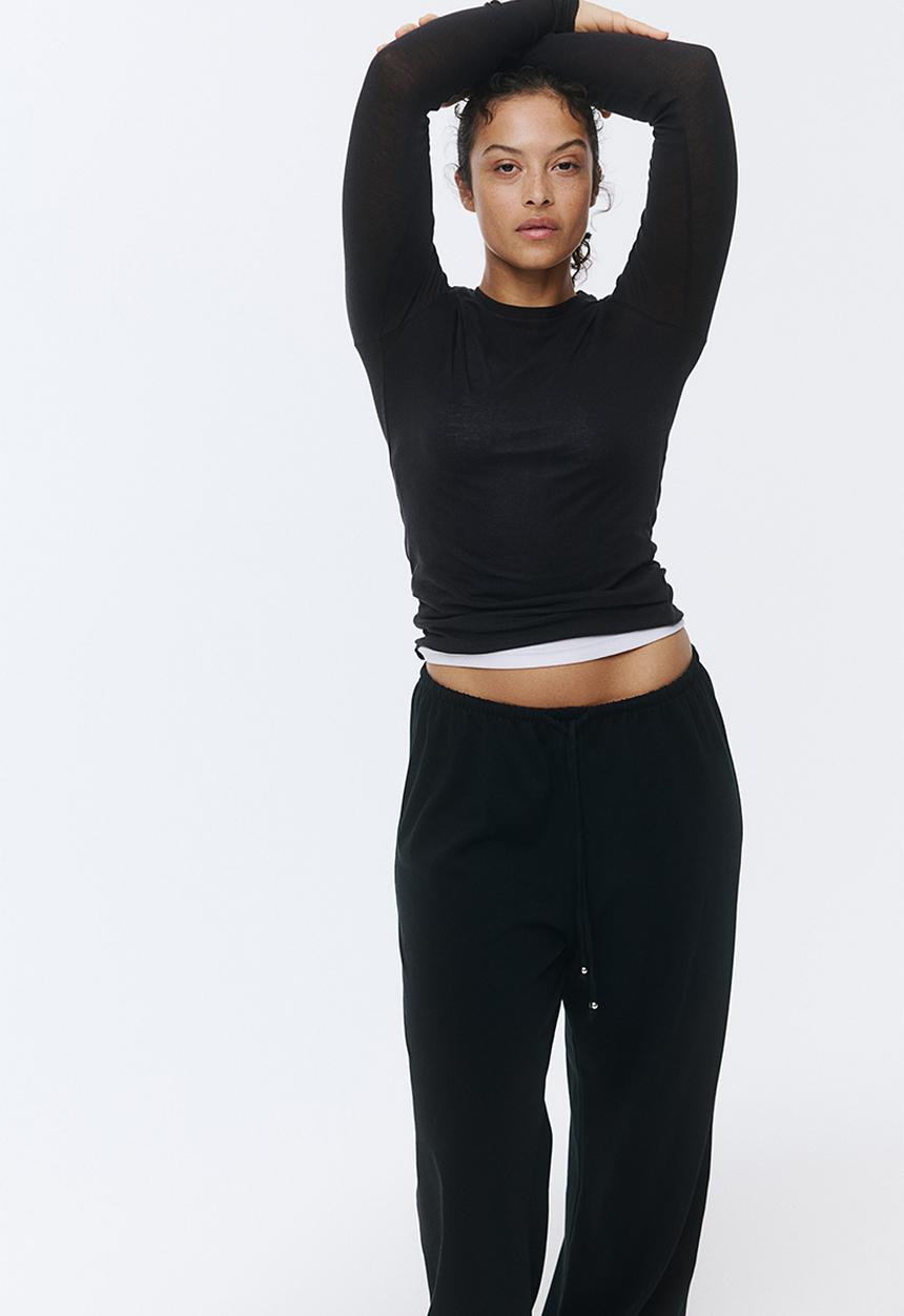 H&M - Cotton drawstring trousers - black