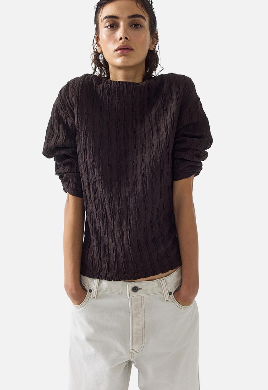 H&M - Boat-neck top - dark brown