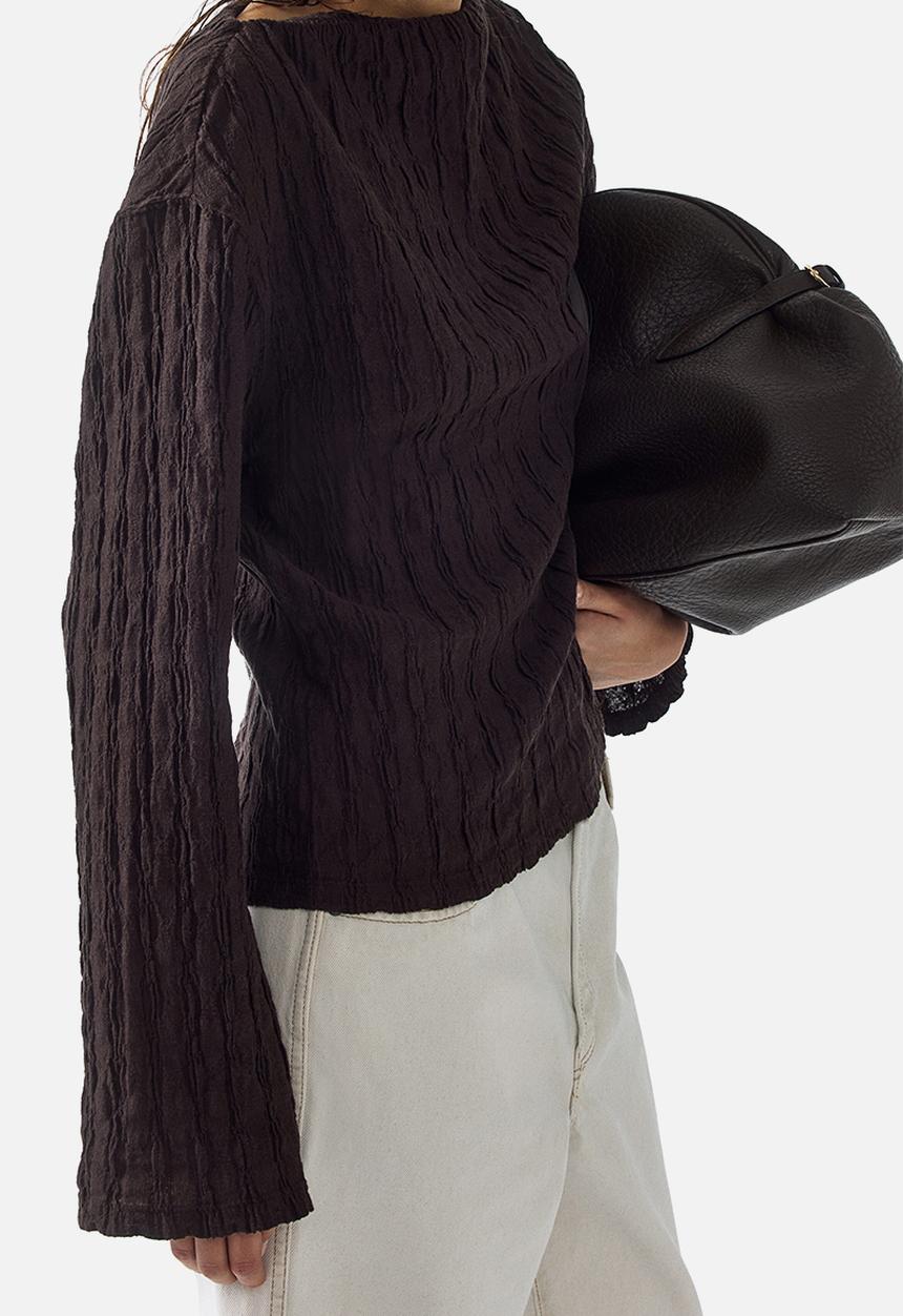 H&M - Boat-neck top - dark brown