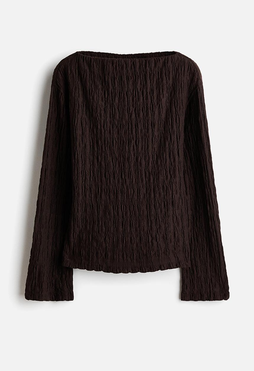 H&M - Boat-neck top - dark brown