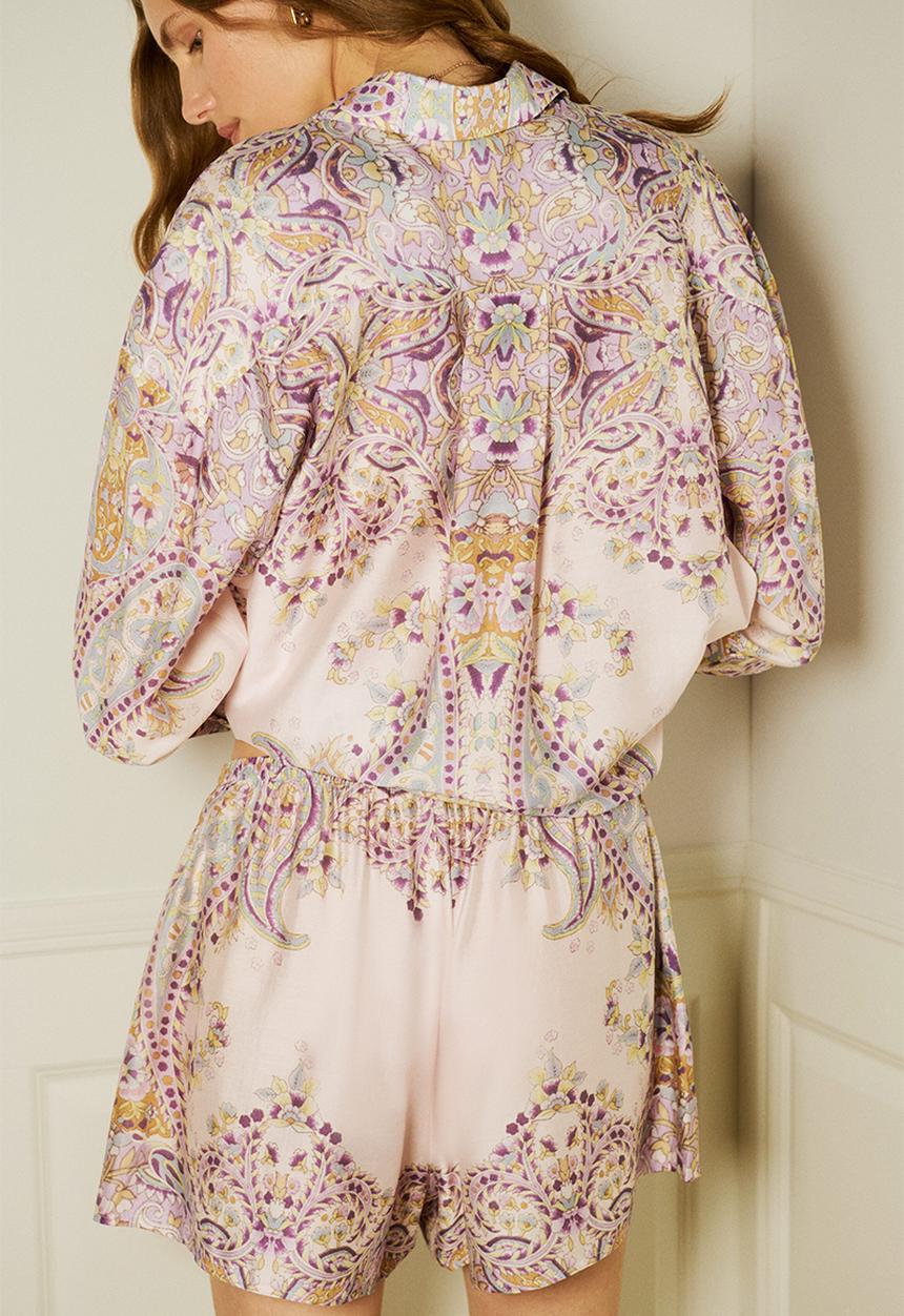 H&M - Loose-fit shorts - light pink/paisley pattern