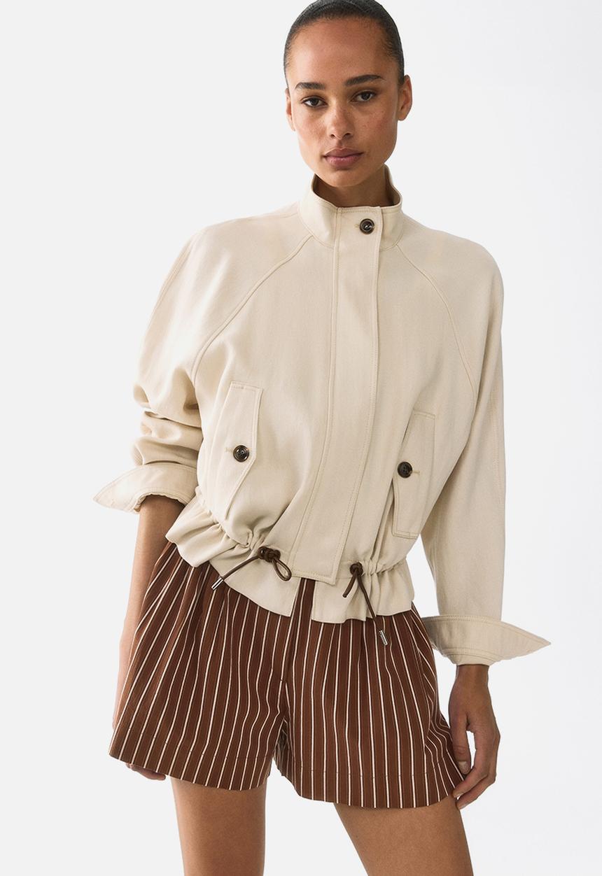 H&M - Tailored cotton shorts - brown/striped