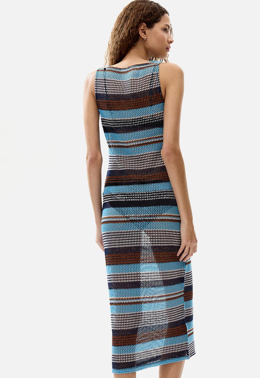 H&M - Glittery hole-knit dress - blue/brown