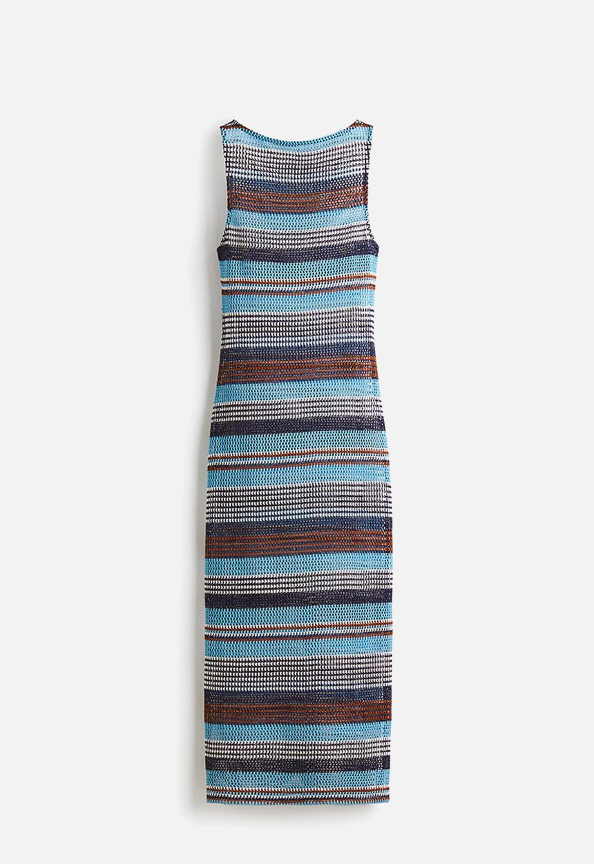 H&M - Glittery hole-knit dress - blue/brown