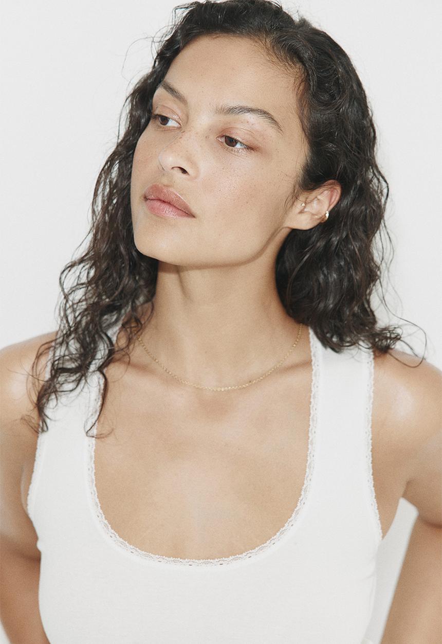 H&M - Lace-trimmed vest top - white