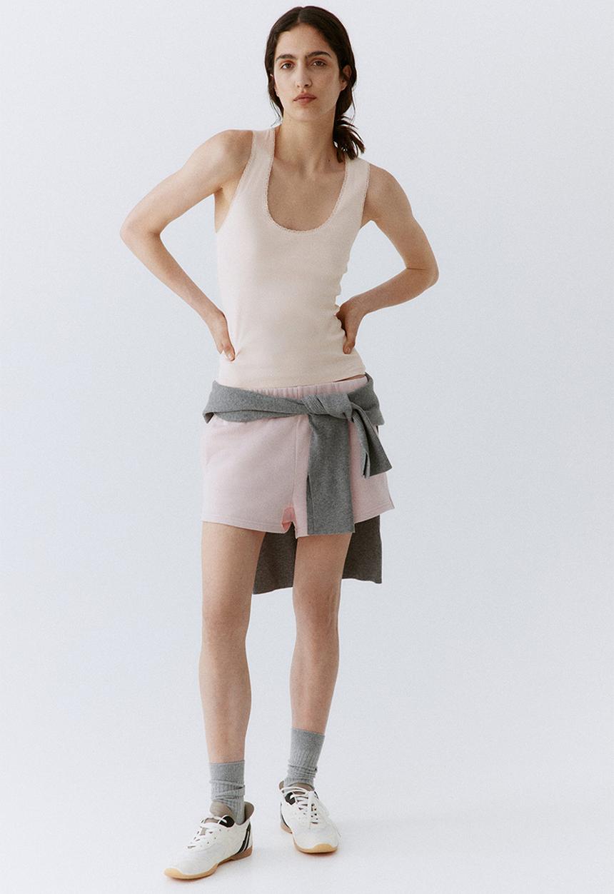 H&M - Lace-trimmed vest top - light pink